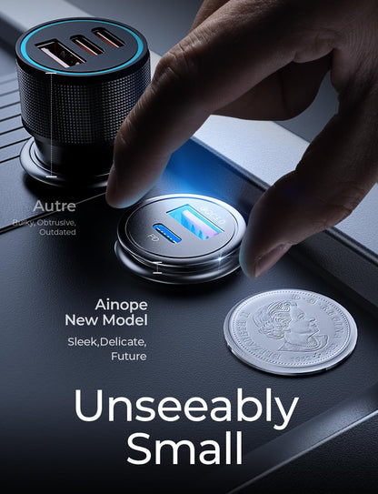 67.5W Car Charger USB C Fast Charge for Iphone 17 Pro, PD 45W USB C Car Charger Fast Charging【Mini & Metal】 Cigarette Lighter Adapter for Iphone 17 Pro Max 16 15 Air Samsung S25 Type C