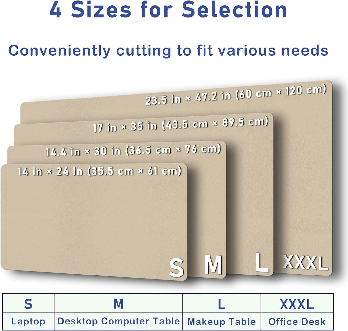 Leather Desk Pad Protector,Non-Slip Mouse Pad,Laptop Desk Pad,Office Mouse Mat,Waterproof Leather Desk Blotter,Desk Writing Pad for Office and Home (M-Beige,30"X14")