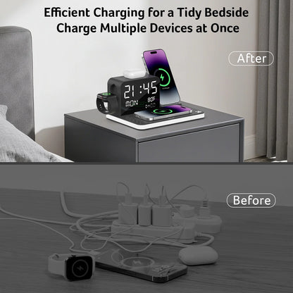 7 in 1 Wireless Charging Station: Wireless Charger Iphone Charging Station for Multiple Devices Apple - Iphone 17 16 15 14 13 12 11 Pro Max Apple Watch Airpods, Magsafe Charger Stand Samsung