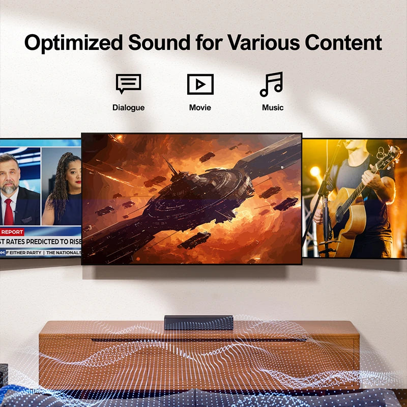 [US/UK Direct]  Poseidon D50 5.1 Soundbar Bluetooth Soundbar 6 High-Performance Speakers Surround Sound Bassmax DSP Chip 3EQ Modes Wired Speaker