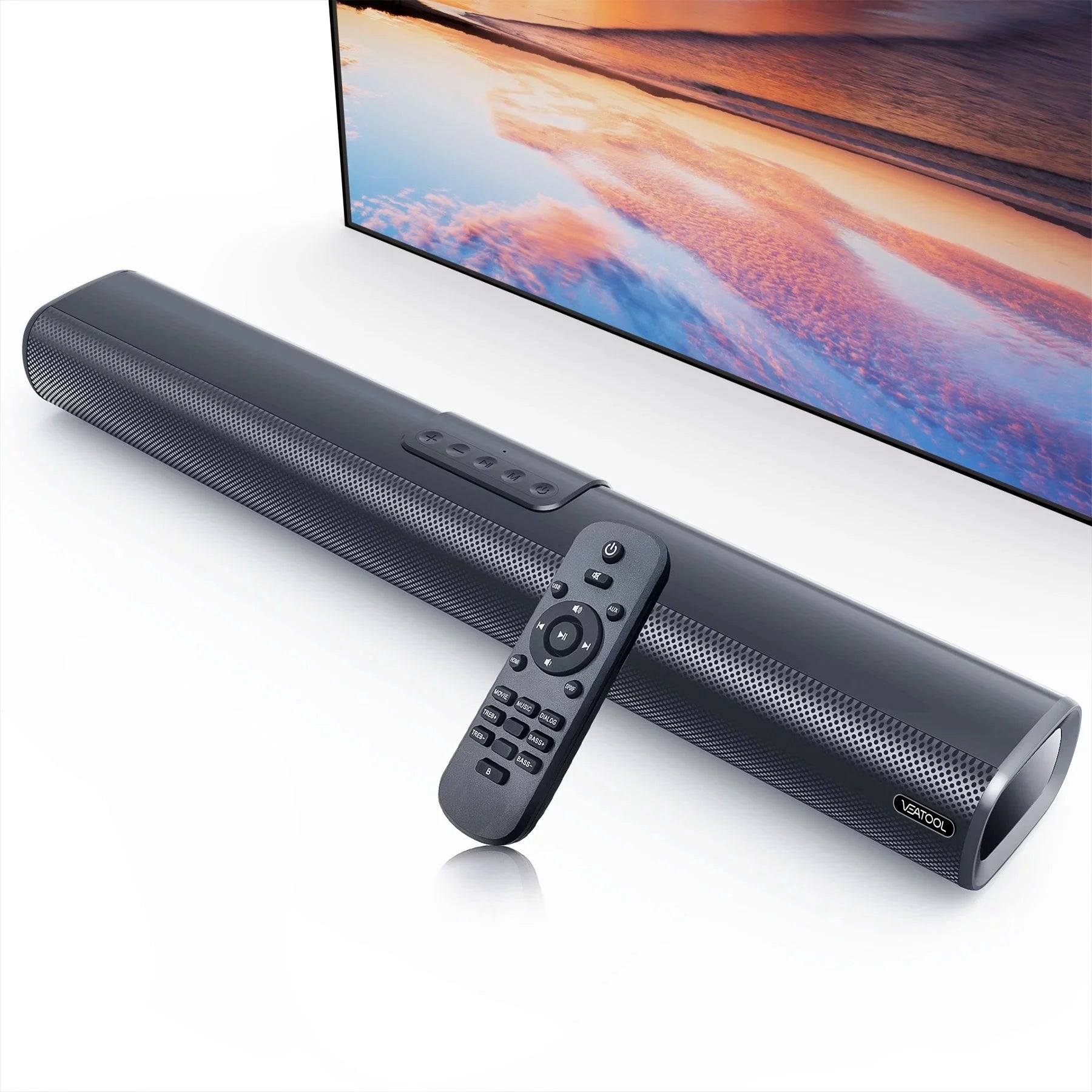 Sound Bars for TV, 3D Surround Sound System TV Sound Bar, 2.1 Ch Home Theater Audio with Built-In Subwoofer,50W TV Speakers | HDMI ARC, Bluetooth, Optical, RCA, USB & AUX Wall Mountable