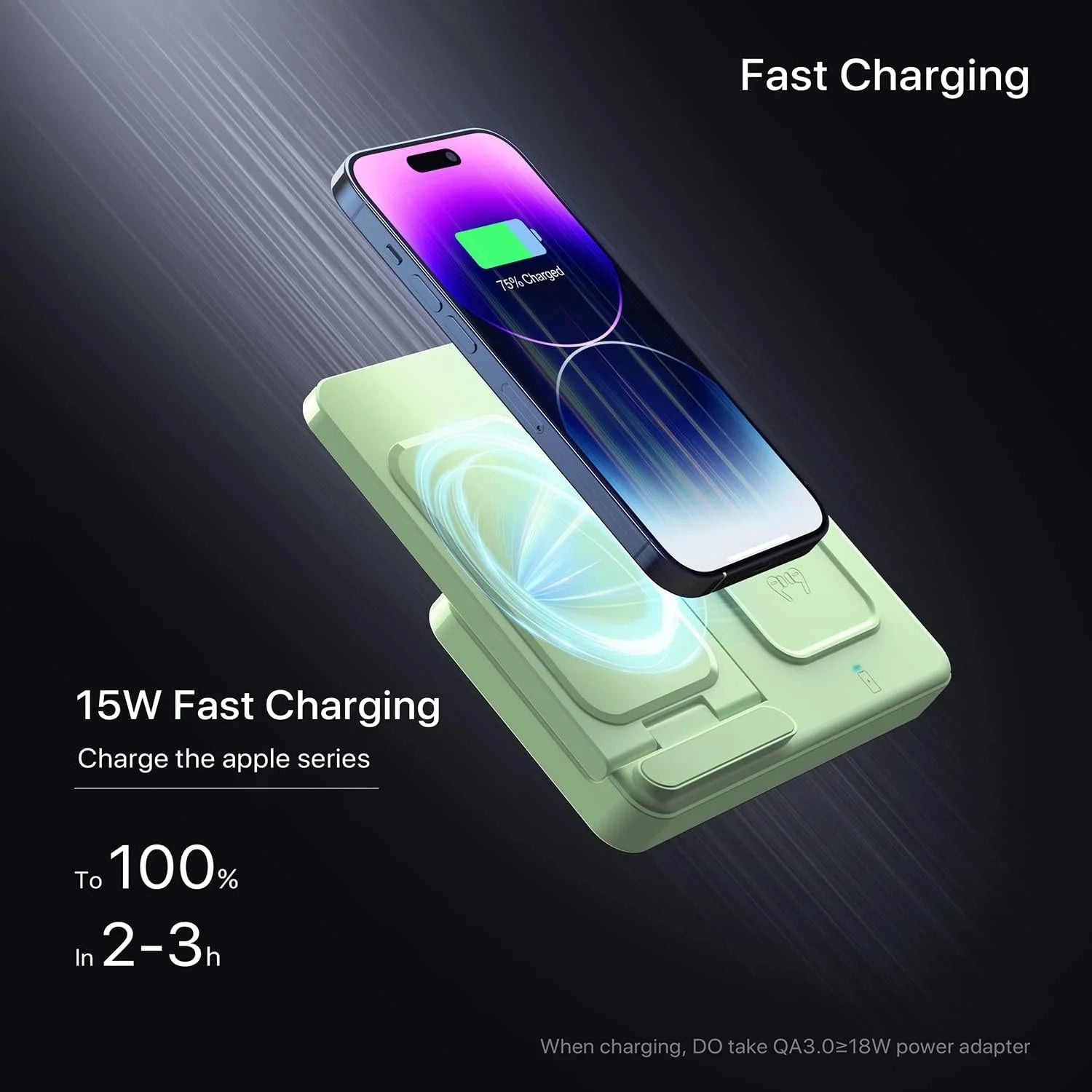 Wireless Charger for Iphone,3 in 1 Wireless Charging Station for Iphone 17 16 15 14 13 12 11 Pro Max plus XS XR X 8,For Iwatch 9 8 7 6 5 4 3 2 Se,For Airpods 3 2 Pro,Light Green,No Adapter