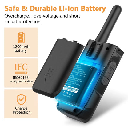 22-Channel Rechargeable Walkie Talkies for Adults, Two-Way Radio (4 Pack)