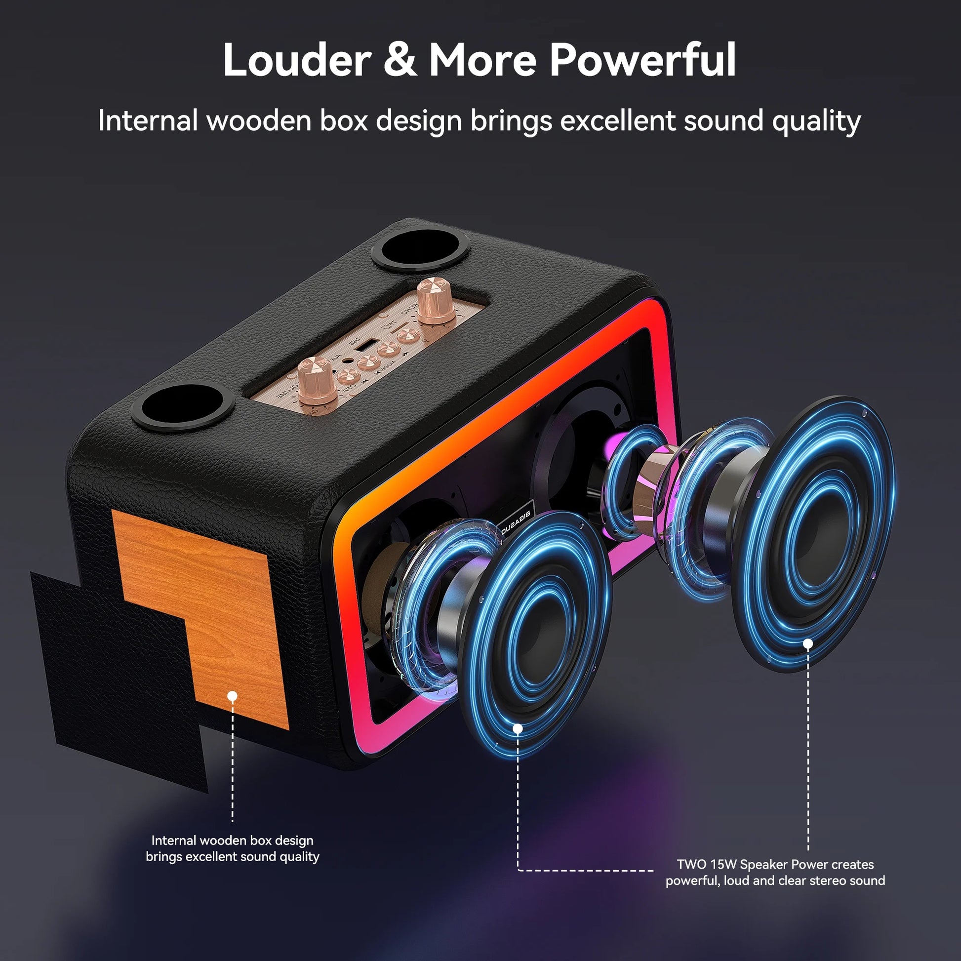Karaoke Machine with 2 UHF Wireless Microphone, Portable Bluetooth Karaoke with RGB Colorful Light, Reverb Adjustment, PA System Singing Machine Party Karaoke Speaker
