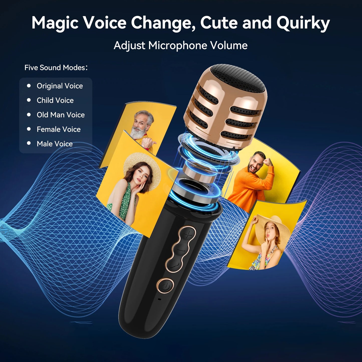 Karaoke Machine with 2 UHF Wireless Microphone, Portable Bluetooth Karaoke with RGB Colorful Light, Reverb Adjustment, PA System Singing Machine Party Karaoke Speaker
