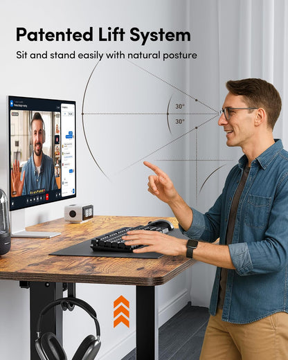 Electric Standing Desk, 48 X 24 Inches Height Adjustable Stand up Desk, Sit Stand Home Office Desk, Computer Desk, Rustic Brown