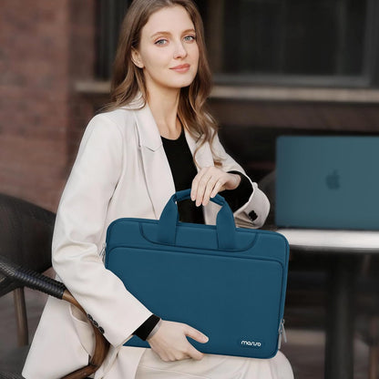 360 Protective Laptop Shoulder Bag Compatible with Macbook Air 15 M4 A3241 M3 A3114 M2 A2941/Pro 16 Inch M4 M3 M2 M1, 15-15.6 Inch Notebook,Matching Color Sleeve with Belt, Teal Green