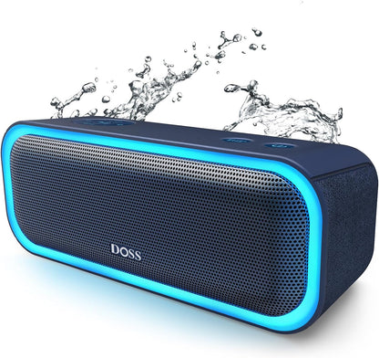 Soundbox Pro Bluetooth Speaker, 20W Stereo Sound, Active Extra Bass, 20H Playtime, Multi-Colors Lights, Wireless Stereo Pairing, IPX6 Waterproof for Garden, Hiking, Camping, Beach, Party-Blue