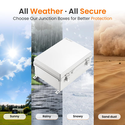 Waterproof Junction Box IP67 Outdoor Plastic Electrical Project Enclosure Weatherproof with Mounting Plate, Wall Brackets, Hinged Grey Cover 16.1"X12.2"X7.1"