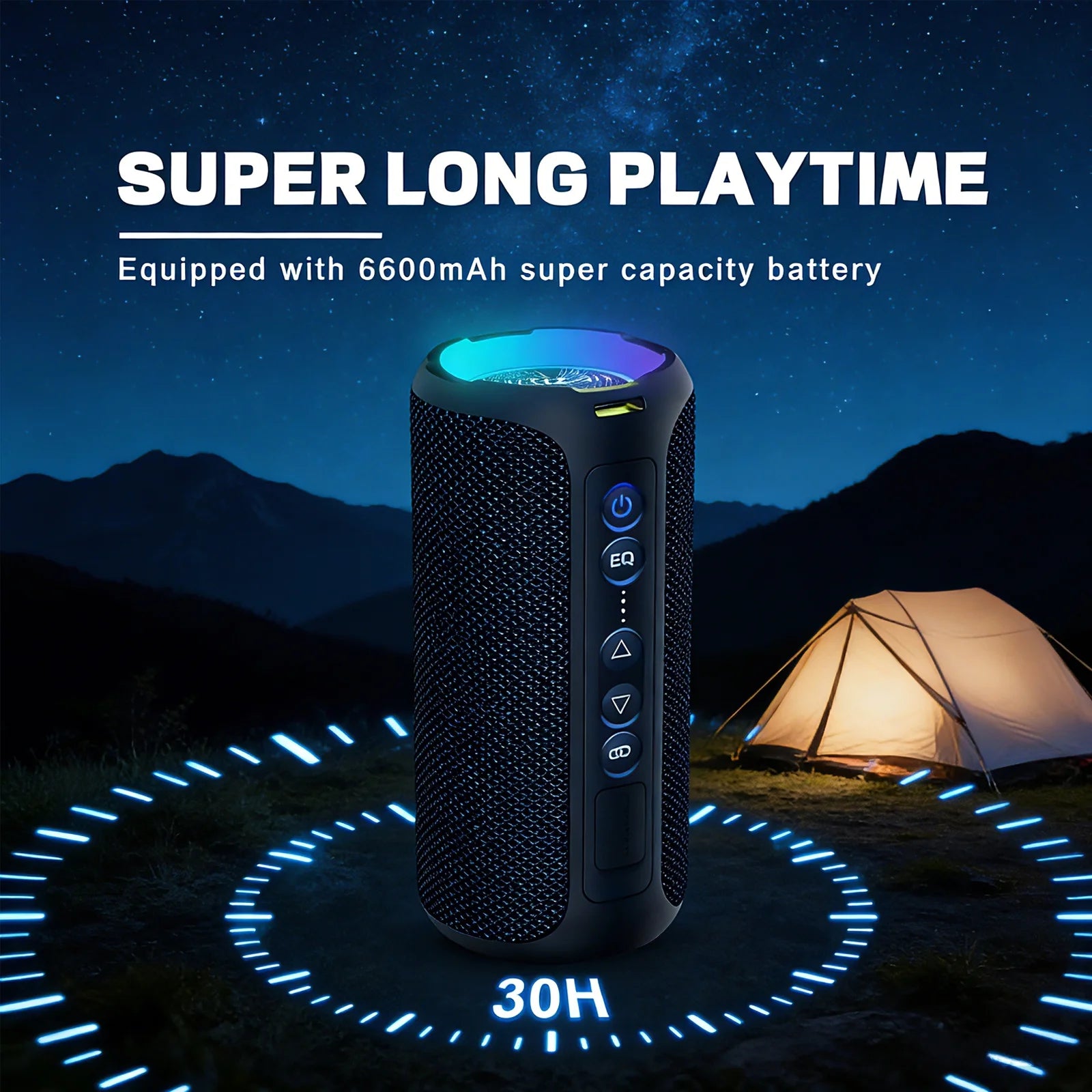 X8 Bluetooth Speaker, 40W Loud Sound, Deep Bass, Portable Wireless Speakers with IPX7 Waterproof,Bluetooth 5.4, LED Light, for Home/Beach/Outdoors, Dark Blue