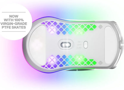 Aerox 3 Wireless - Holey RGB Gaming Mouse - Ultra-Lightweight Water Resistant Design - 18K DPI Truemove Air Optical Sensor -Snow