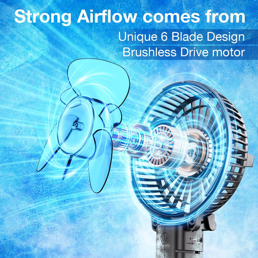 Portable Handheld Fan, Powerful+Durable+4000Mah+180° Foldable, Mini Table Fans with USB Rechargeable Battery Operated Cooling Accessories for Personal Use, Travel, Office Black