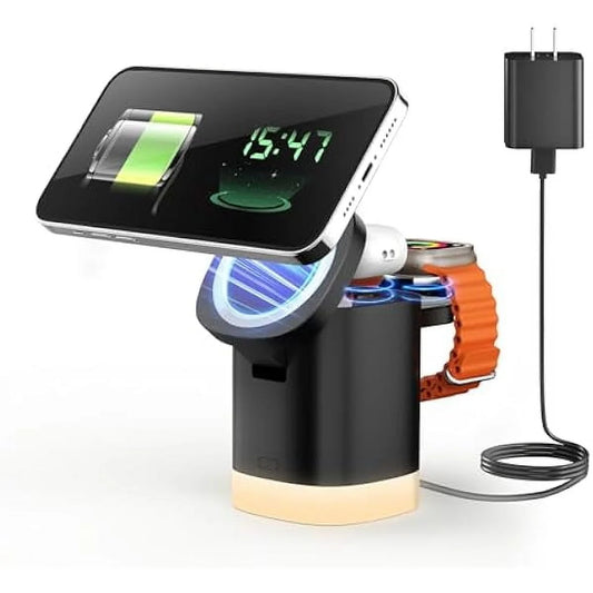 Wireless Charging Station for Iphone Mag-Safe: 3-In-1 Foldable Charger Phone Stand Charge for Iphone 16/15/14/13/12 Pro/Max/Plus - for Airpods - for Apple Watch 2-10/Ultra