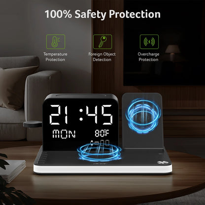 7 in 1 Wireless Charging Station: Wireless Charger Iphone Charging Station for Multiple Devices Apple - Iphone 17 16 15 14 13 12 11 Pro Max Apple Watch Airpods, Magsafe Charger Stand Samsung