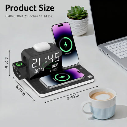 7 in 1 Wireless Charging Station: Wireless Charger Iphone Charging Station for Multiple Devices Apple - Iphone 17 16 15 14 13 12 11 Pro Max Apple Watch Airpods, Magsafe Charger Stand Samsung
