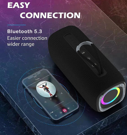 Portable Bluetooth Speakers,Wireless Speaker with Loud Stereo Sound,Bluetooth 5.3, RGB Lights, Dual Pairing for Home, Outdoor, Party,Gift Ideas