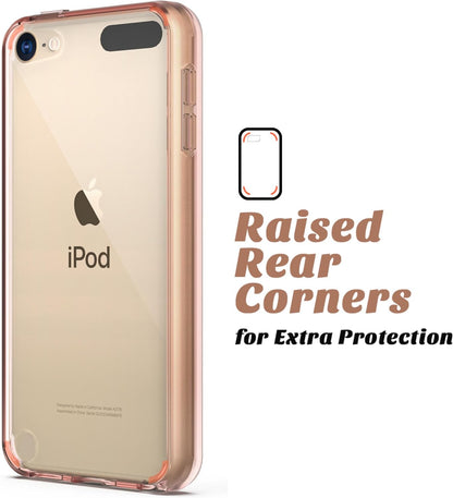 Compatible with Ipod Touch 7/6/5 Case, Clear Slim Hybrid Bumper Tpu/Scratch Resistant Hard PC Back/Corner Shock Absorption Case for Apple Ipod Touch 5Th/6Th/7Th Generation, Rose Gold