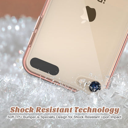 Compatible with Ipod Touch 7/6/5 Case, Clear Slim Hybrid Bumper Tpu/Scratch Resistant Hard PC Back/Corner Shock Absorption Case for Apple Ipod Touch 5Th/6Th/7Th Generation, Rose Gold