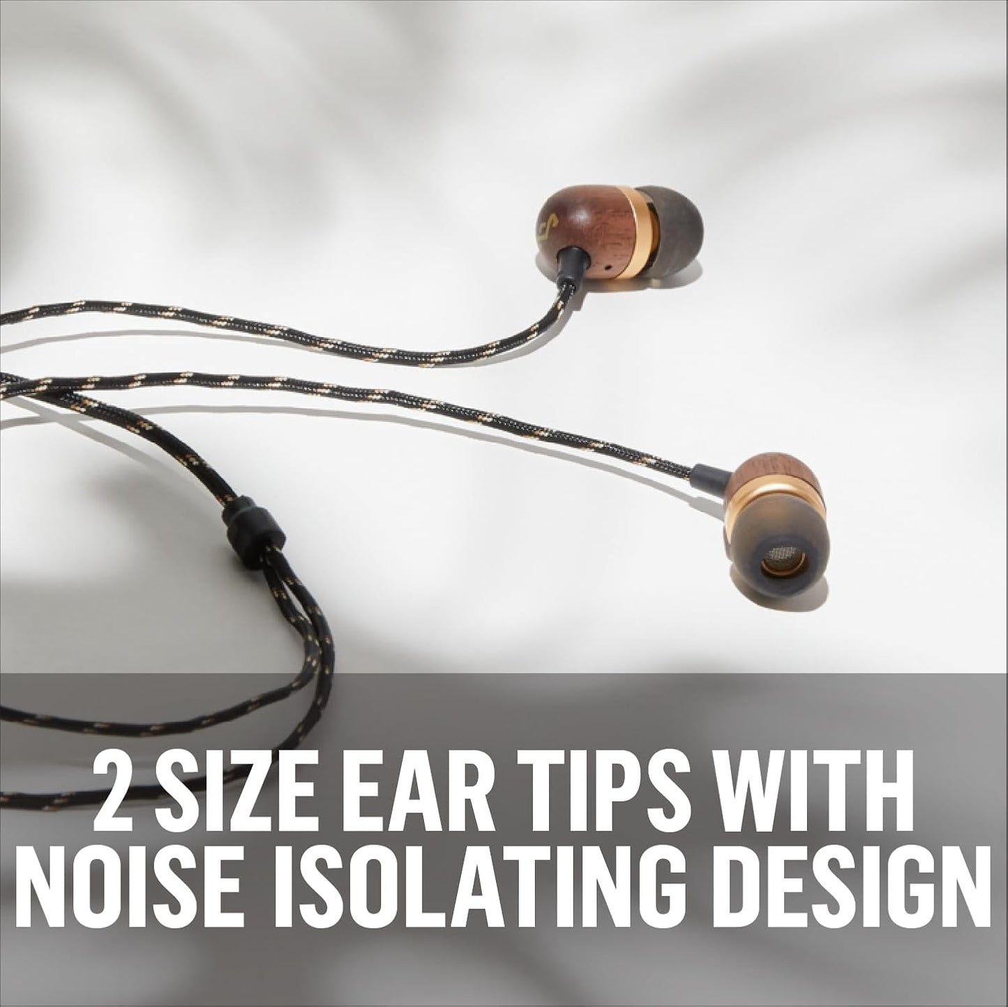 Smile Jamaica: Wired Earphones with Microphone, Noise Isolating Design, and Sustainable Materials, Brass