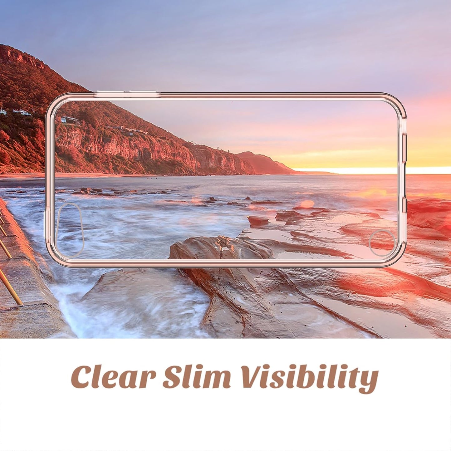 Compatible with Ipod Touch 7/6/5 Case, Clear Slim Hybrid Bumper Tpu/Scratch Resistant Hard PC Back/Corner Shock Absorption Case for Apple Ipod Touch 5Th/6Th/7Th Generation, Rose Gold