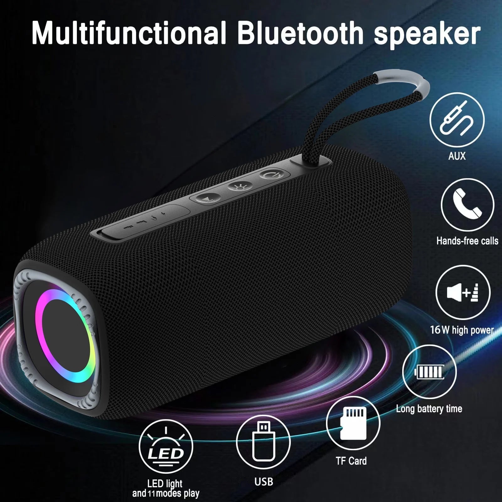 Portable Bluetooth Speakers,Wireless Speaker with Loud Stereo Sound,Bluetooth 5.3, RGB Lights, Dual Pairing for Home, Outdoor, Party,Gift Ideas