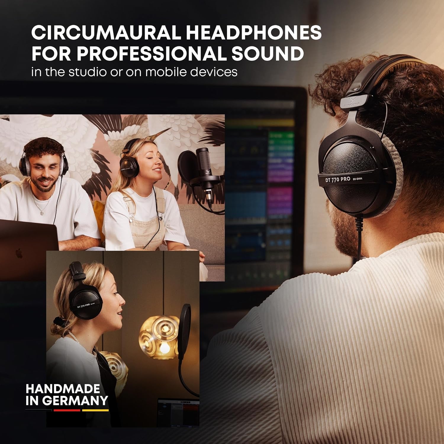 DT 770 PRO 80 Ohm Over-Ear Studio Headphones in Gray. Enclosed Design, Wired for Professional Recording and Monitoring