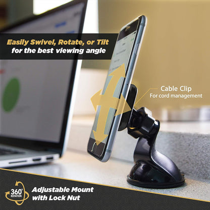 MAGWSM-2PXCES0 Magicmount Magnetic Suction Cup Phone Mount for Car Windshield/Dashboard, 360° Adjustable Magnet Head, Universal Phone Holder Compatible with Iphone, Samsung & More (Pack of 2)