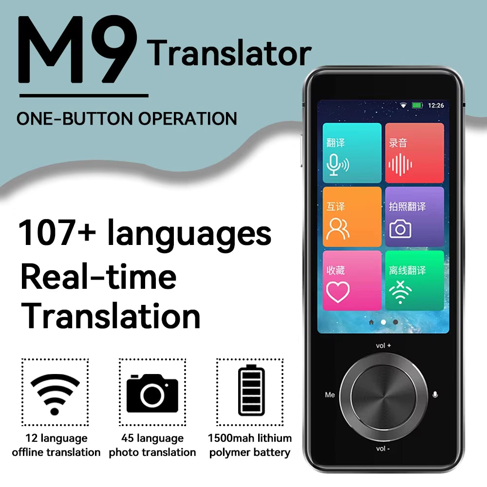 2023 Newest M9 Instant Voice Translator Portable Language Translator in Real-Time Smart Translator Supports 12 Offline Languages